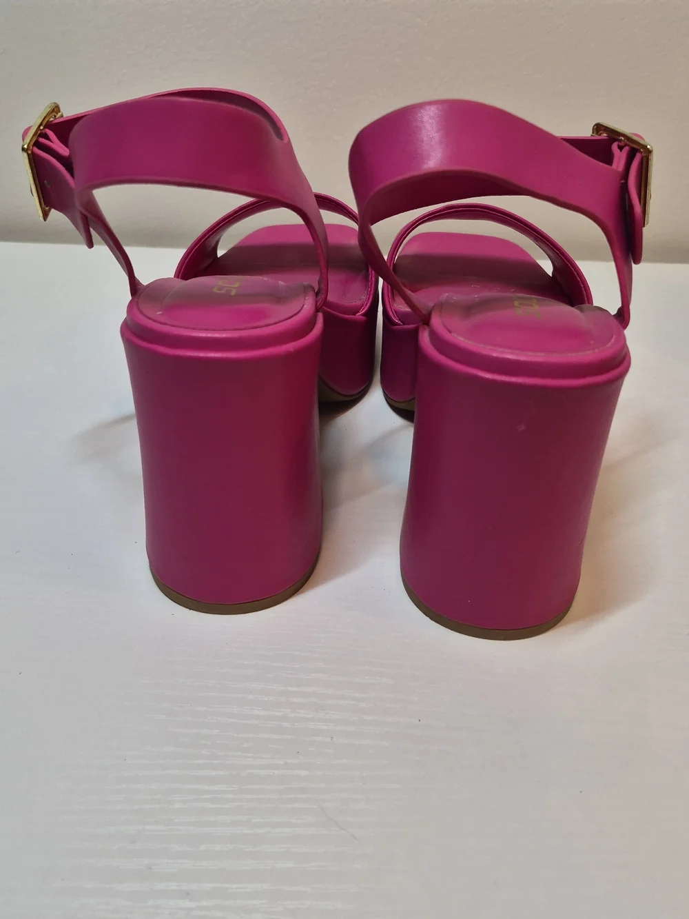Soda Hot Pink Chunky Platform Sandals with Gold Buckle